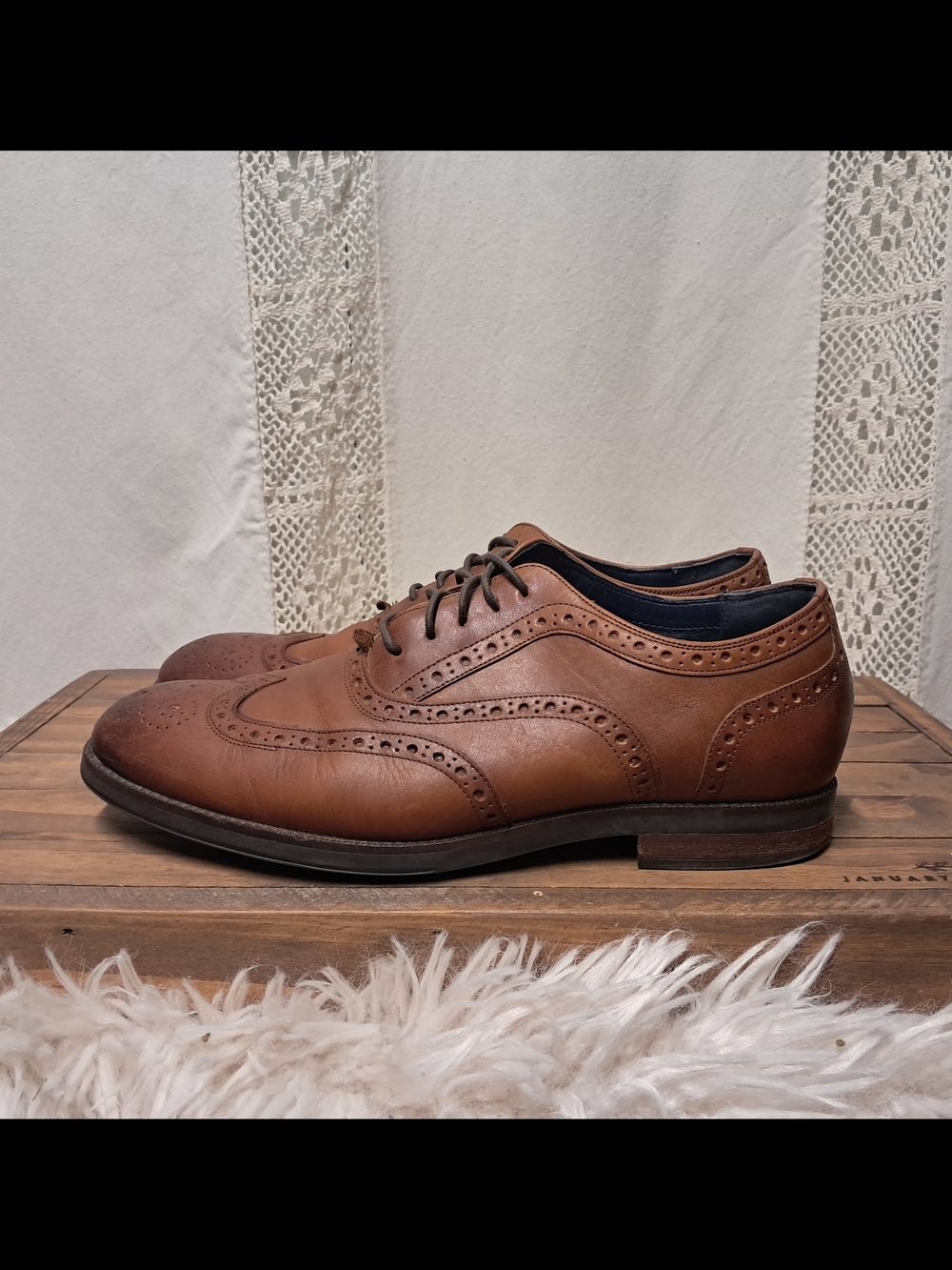Cole Haan Men's Wayne Leather Wingtip Oxford Dress Shoes Brown Size 7 - Picture 5 of 8